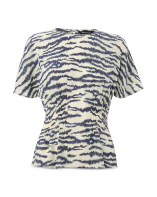 Feathered Tiger Shirred Blouse