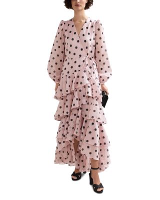 Spot Print Ruffle Dress