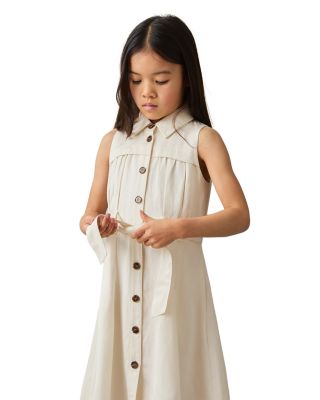 Girls' Tie Waist Collared Dress - Little Kid