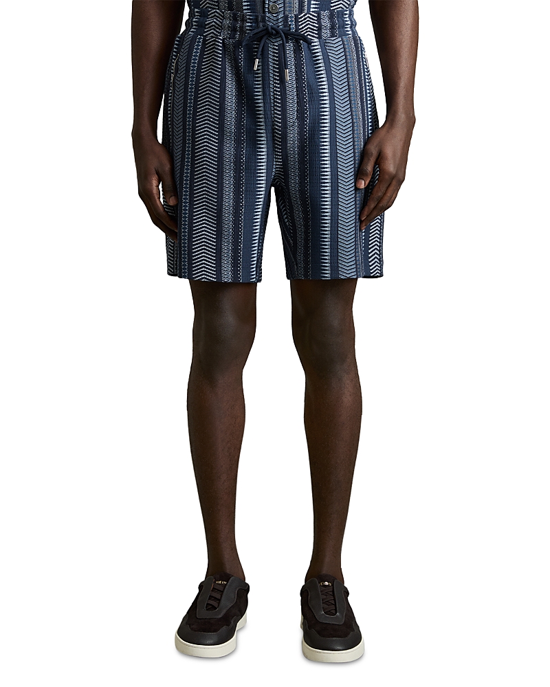 Shop Reiss Aztec Drawstring 7.3 Shorts In Navy