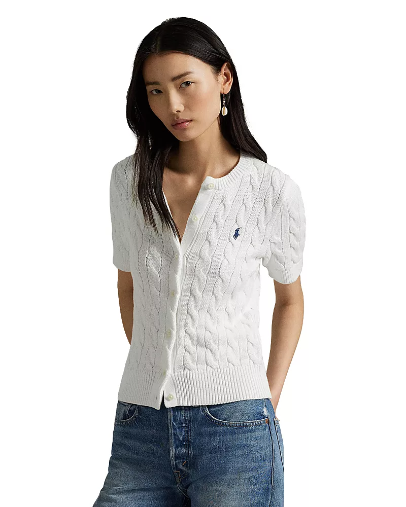 Polo Ralph Lauren Cable Knit Cotton Short Sleeve Cardigan
