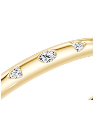 Petite Slim Bangle in 14K Gold, 0.95ctw Oval & Trillion & Marquise Lab Created Diamonds
