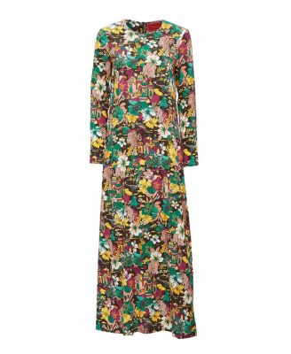 Long Sleeve Swing Dress Temples Multicolor Print