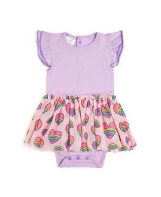Sweet Wink - Girls' Rainbow Heart Short Sleeve Tutu Bodysuit - Baby