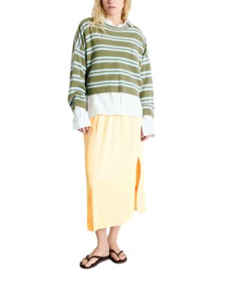 Cropped Striped Wool Sweater