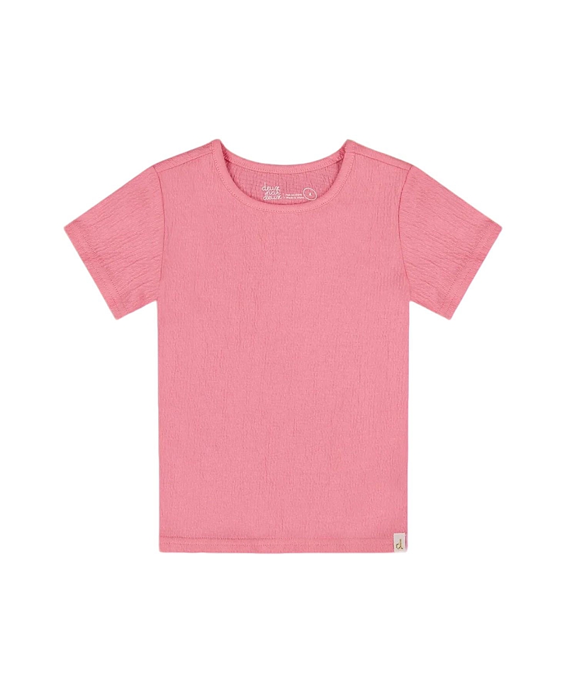 Deux Par Deux Little Girl's Crinkle Short Sleeve Top Candy Pink In Candy Pink
