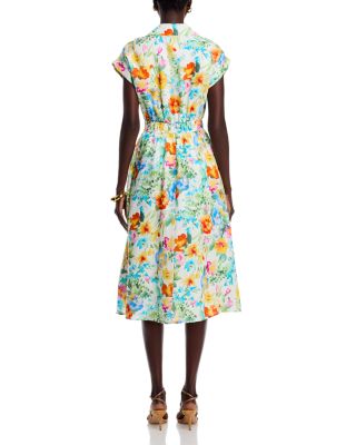 Smocked Waist Floral Print Dress