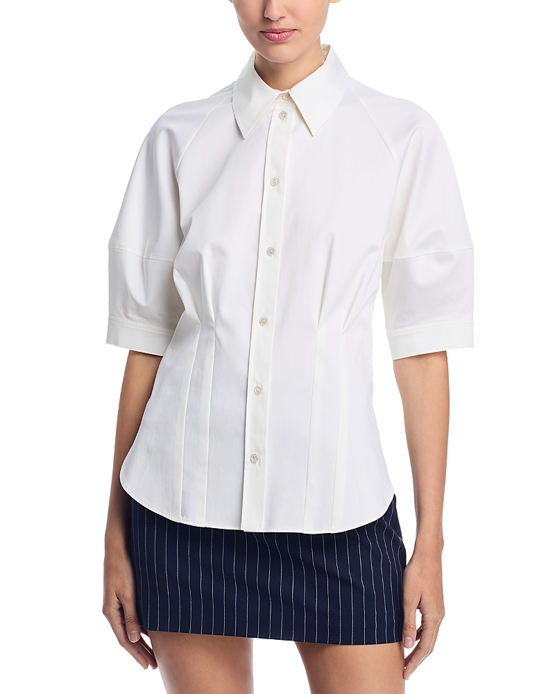 Hugo Boss Boss Belaurena Puff Elbow Sleeve Button-up Shirt In White