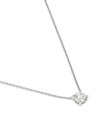 Diamond Certified Solitaire Pendant Necklace in 14K White Gold, 0.50 tcw