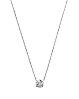 Diamond Certified Solitaire Pendant Necklace in 14K White Gold, 1.0 tcw