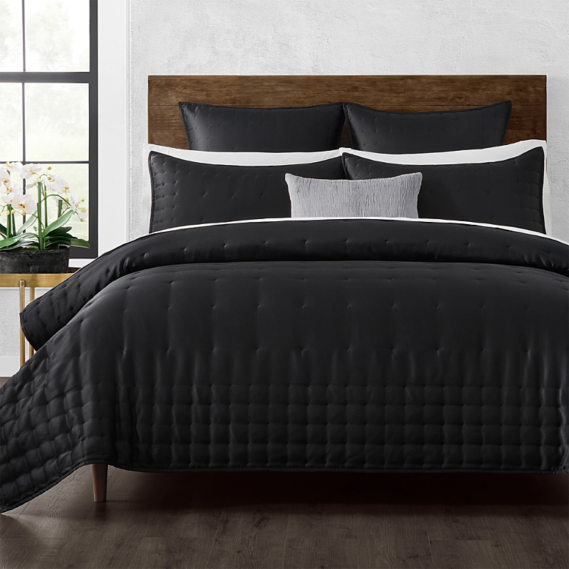 Donna Karan Hammered Silk And Cotton Quilt, King In Black