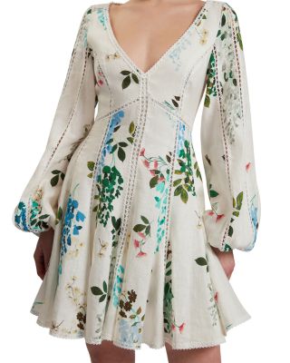 Belvida Linen Floral Lace Trim Dress