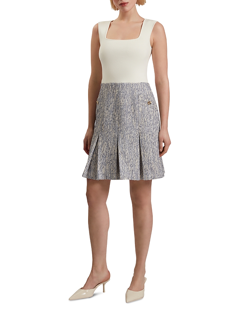 Ted Baker Vulpam Boucle Knit Bodice Mini Dress