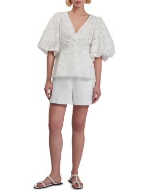 Ellari Tie Front Balloon Sleeve Top