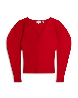 Amelyaa Ribbed Sculpted Sleeve Sweater