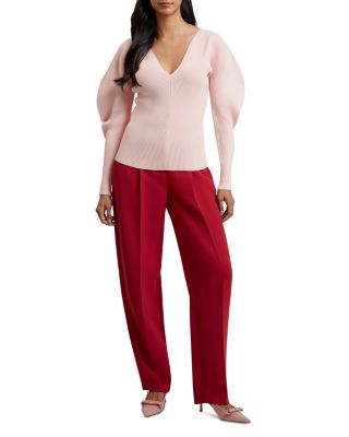 Amelyaa Ribbed Sculpted Sleeve Sweater