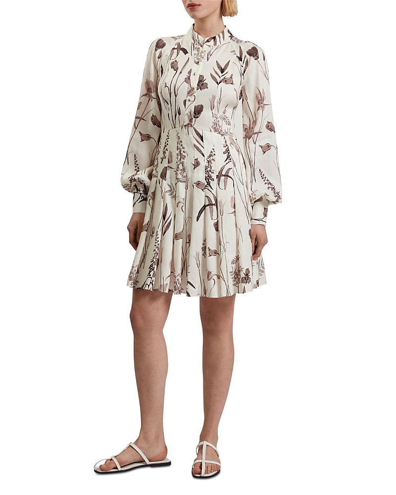 Shop Ted Baker Elodiza Linen Silk Floral Mini Dress In Ivory