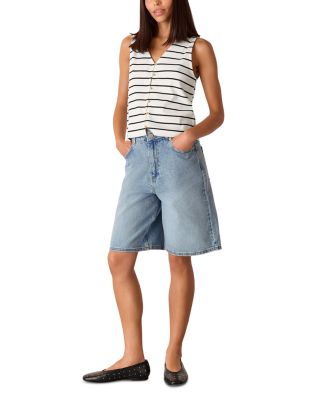 Striped Button Front Tank Top