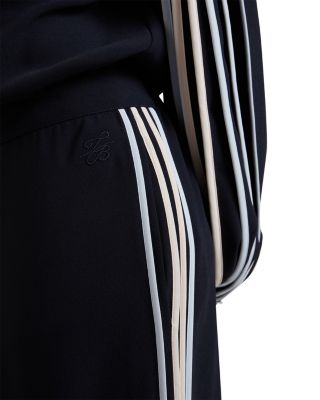 Gorjja Piping Detail Wide Leg Crepe Pants