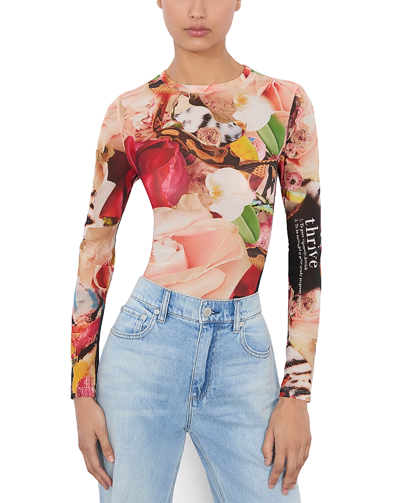 Alice And Olivia X Kelly Dabbah Delaina Mesh Long-sleeve Top In Thrive