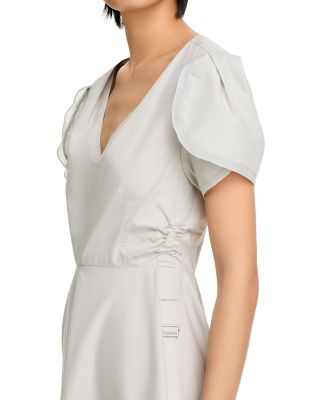 Soft Tulip Sleeve V Neck Dress