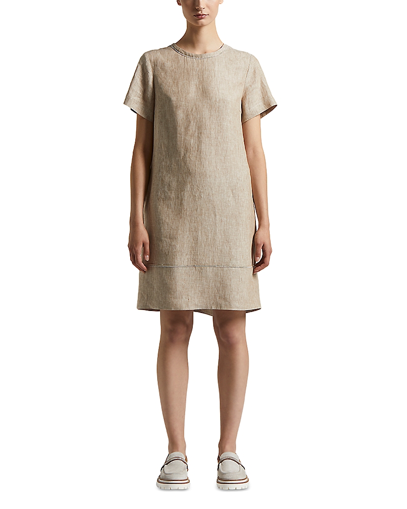 Shop Peserico Flax Linen Mini Dress In Cappuccino