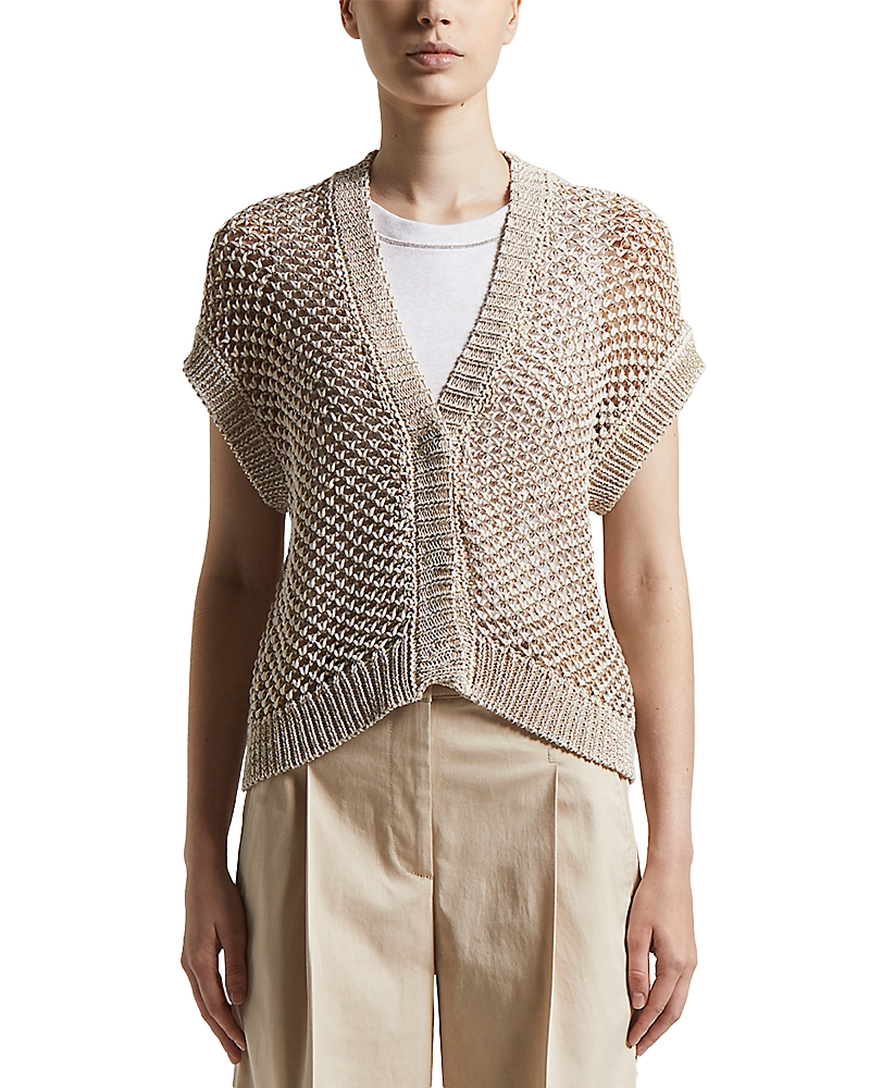 Shop Peserico Knitted Cardigan In Cappuccino
