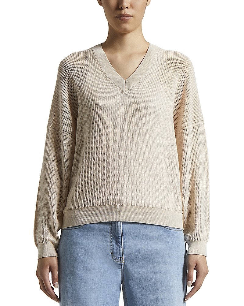 Shop Peserico Knitted Sweater In Cappuccino