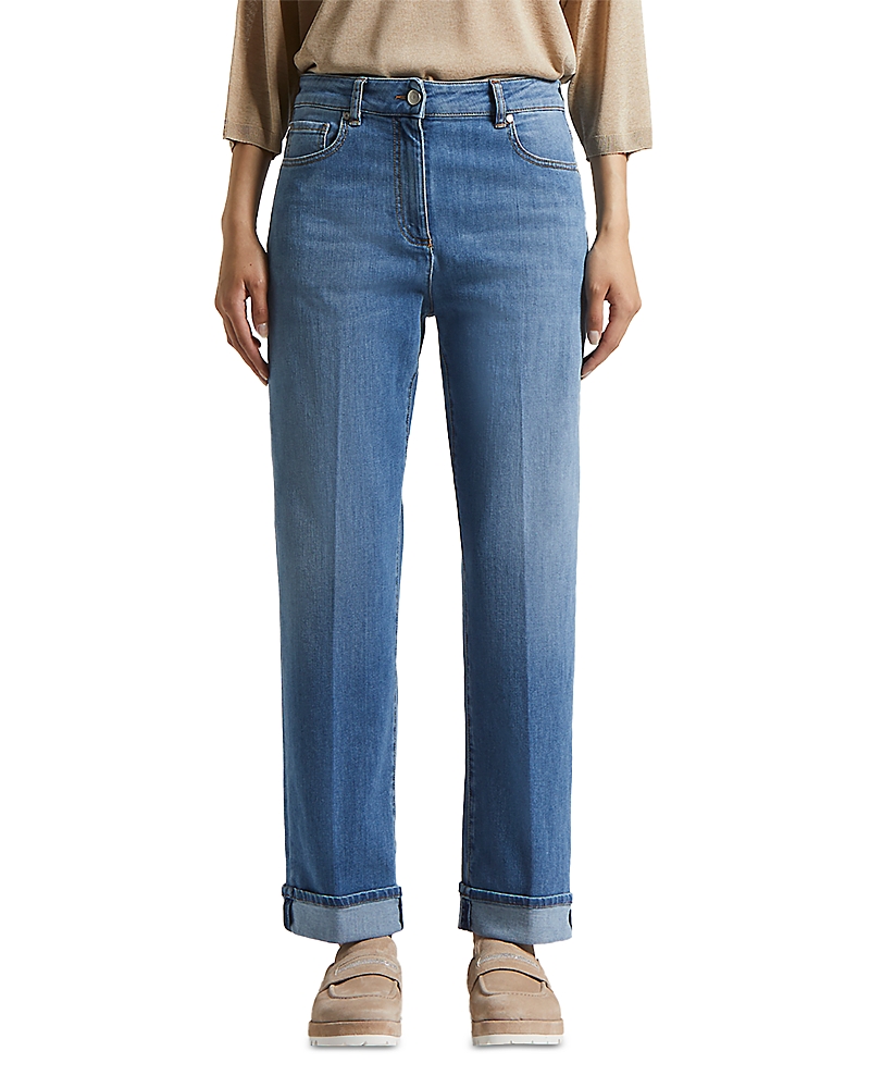 Peserico Mid Rise Denim Trousers In Space Blue In Space Blue