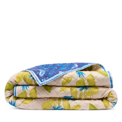 Cranes Indigo/Bird of Paradise Faded Banana Reversible Quilt, Queen