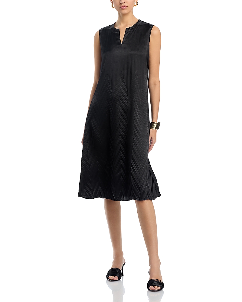 Misook Chevron Crepe De Chine Midi Dress