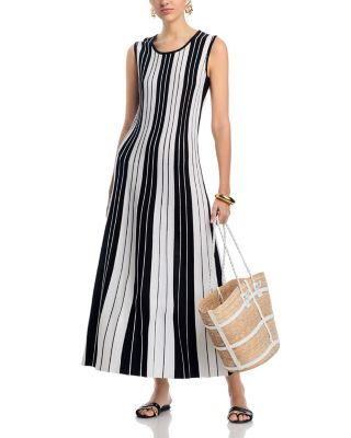 Fit And Flare Striped Maxi Dress
