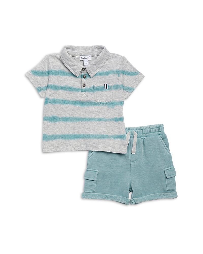 Splendid Boys' Ripple Wave Polo Shirt & Cargo Shorts Set - Little Kid In Aqua