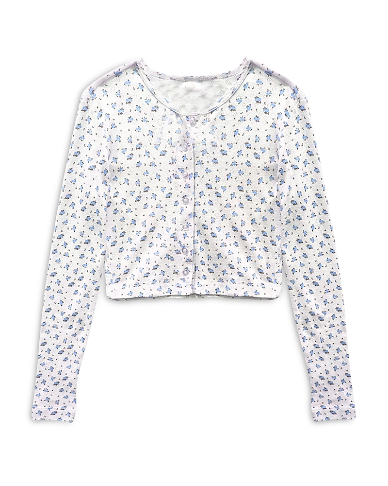 Katiejnyc Girls' Tween Marina Pointelle Cardigan - Big Kid In White