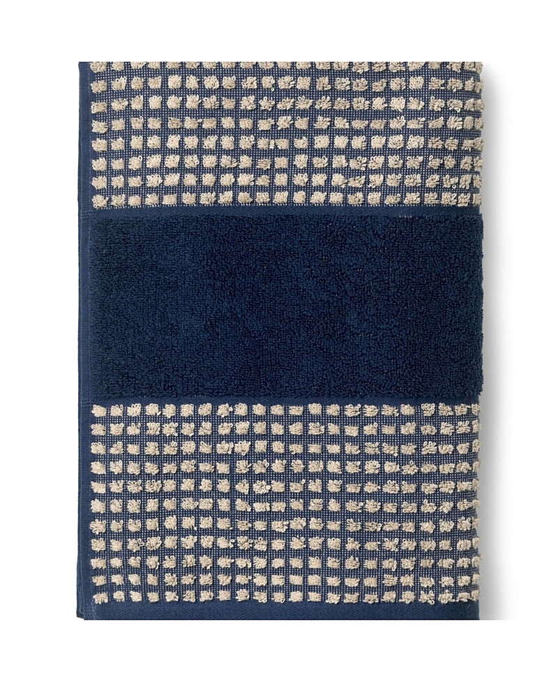 Juna Check Towels Bath Sheet In Dark Blue/sand