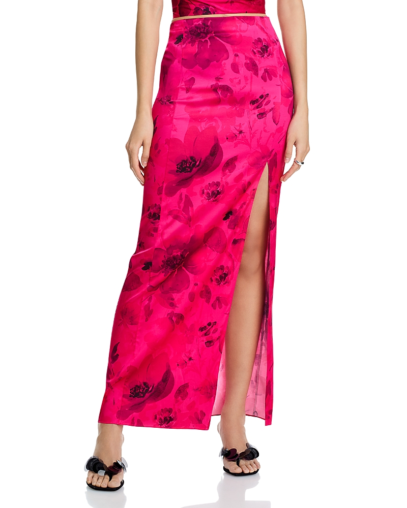 Alice And Olivia Stephine Maxi Skirt In Floral Fling Raspberry