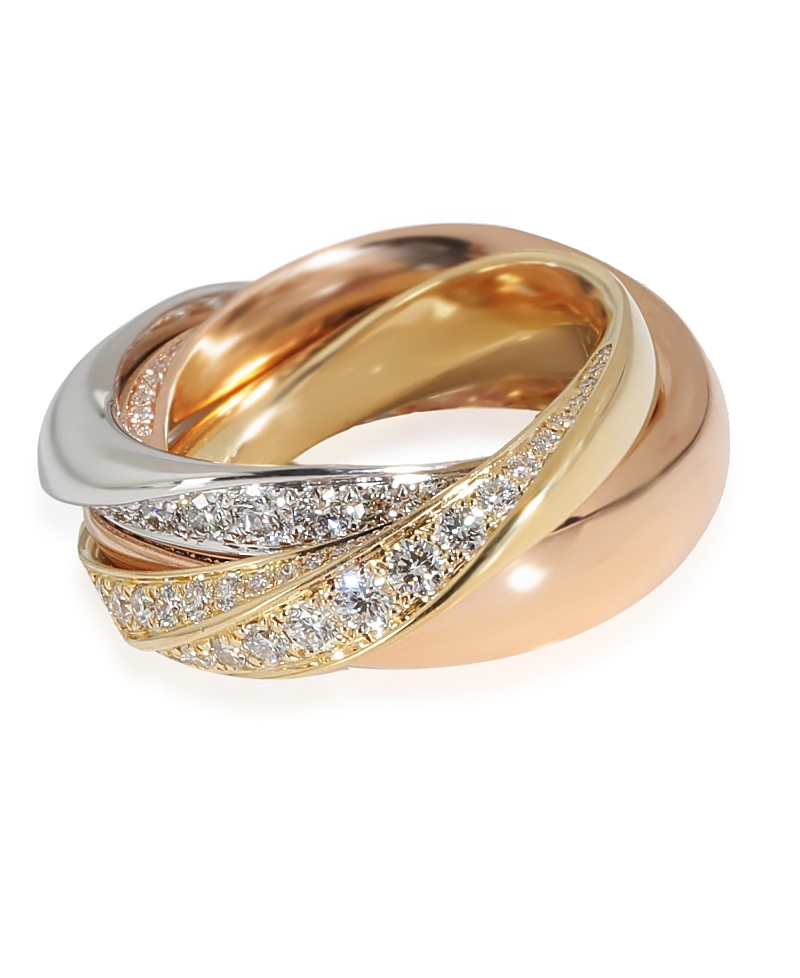 Pre-owned Pre-owned Cartier Cartier Trintiy 18k 3 Tone Gold Ring In K Tone Gold