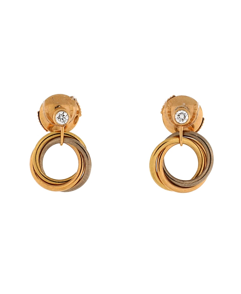 Pre-owned Pre-owned Cartier Cartier Trinity Dangle Earrings 18k Tricolor Gold With Diamond In K Gold