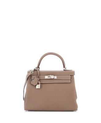 Pre-Owned HERMÈS - Kelly 28 Handbag Grey Togo with Palladium Hardware