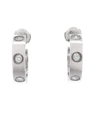 Pre-Owned Cartier - 5.5mm Love 6 Diamonds Hoop Earrings 18K White Gold with Diamonds