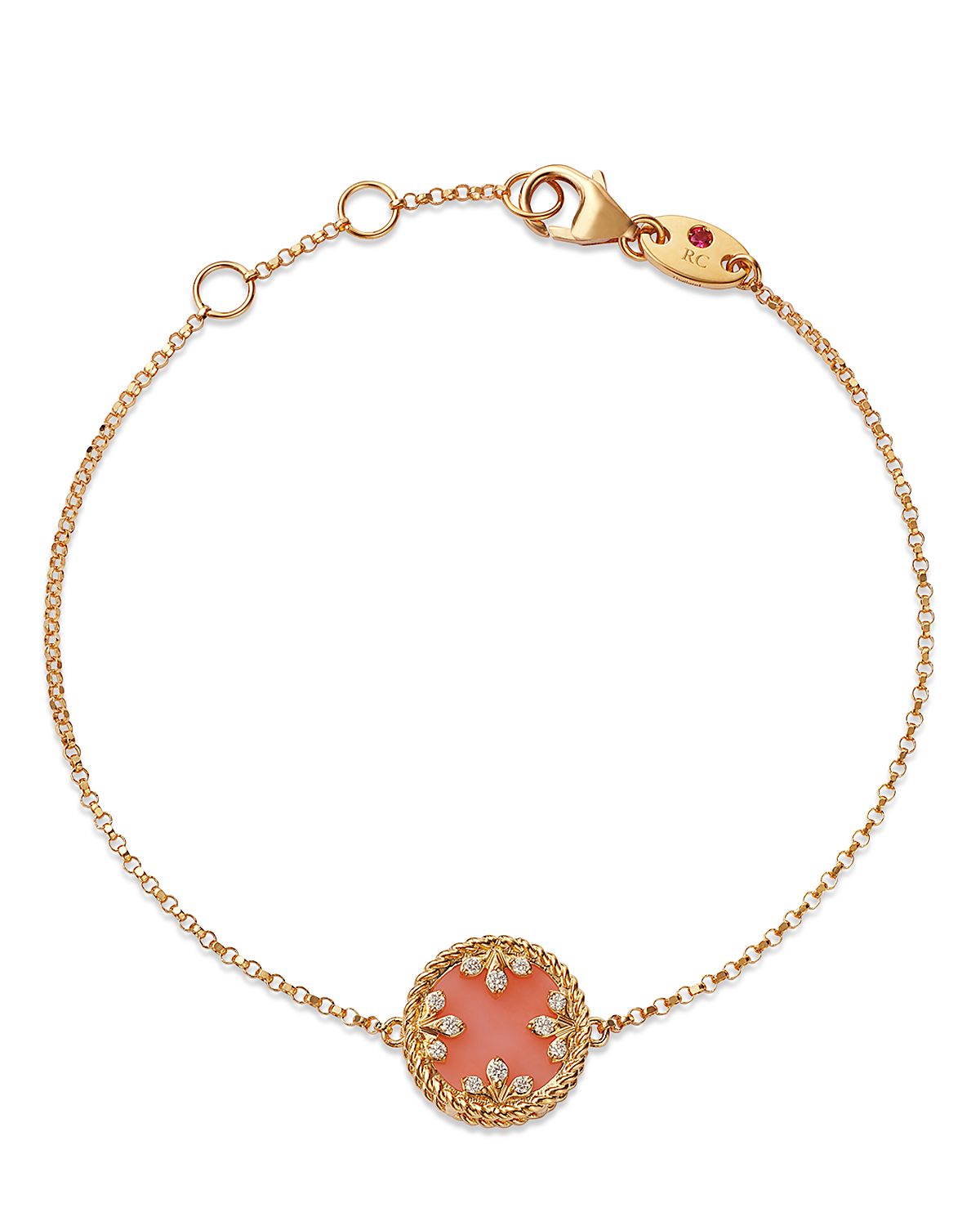 Roberto Coin 18K Yellow Gold Venetian Princess Medallion Turquoise, Mother of Pearl, & Diamond Reversible Bracelet,