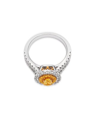 Yellow & White Diamond Oval Halo Ring in 18K Yellow & White Gold, 1.49 tcw