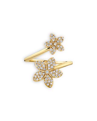 Sydney Evan - 14K Yellow Gold Diamond Plumeria Wrap Ring