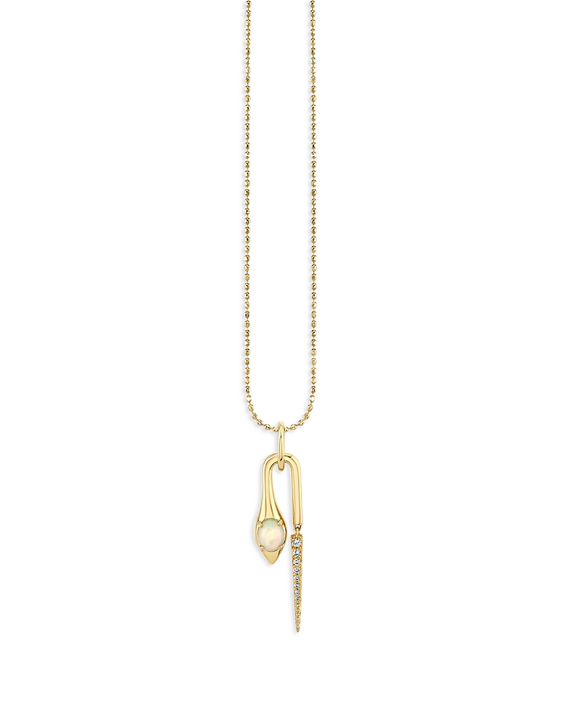 Sydney Evan 14k Yellow Gold Opal & Diamond Snake Pendant Necklace, 18 In Gold