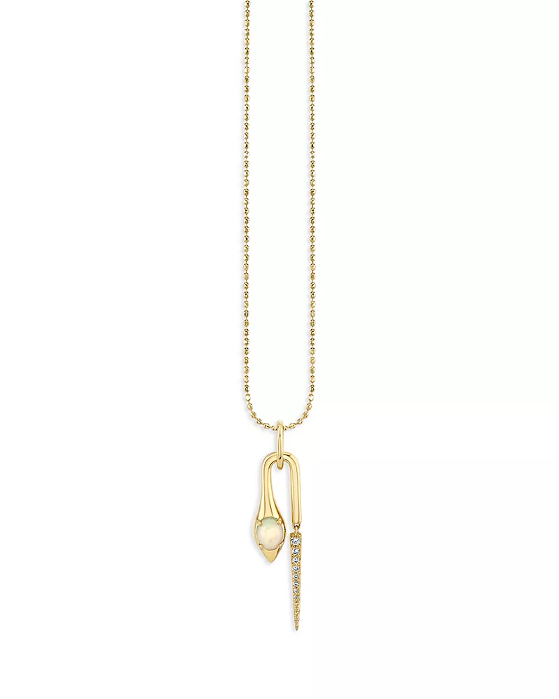 Sydney Evan 14K Yellow Gold Opal & Diamond Snake Pendant Necklace, 18