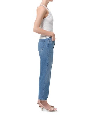 90's Crop Mid Rise Straight Jeans in Shrine