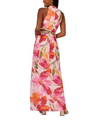 Floral Print Chiffon Gown