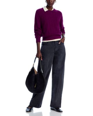 Cashmere Cable Collegiate Crewneck Sweater 