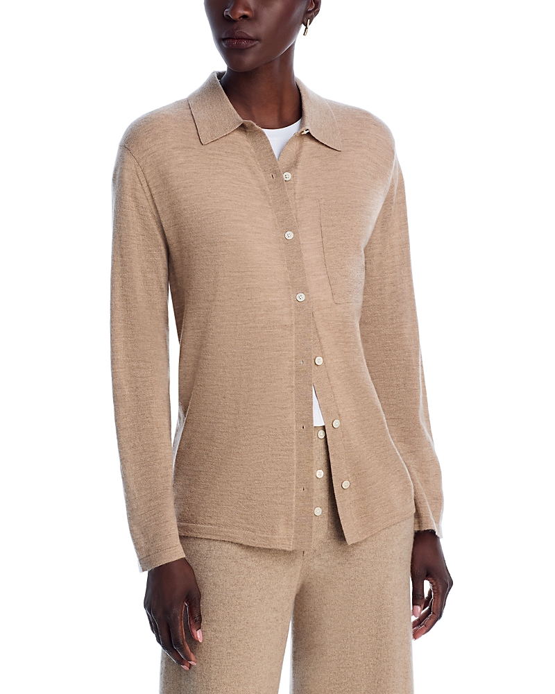 Guest In Residence Showtime Cashmere Collared Button-front Shirt In Brown