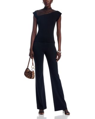 Mesh Inset Ribbed Sweater